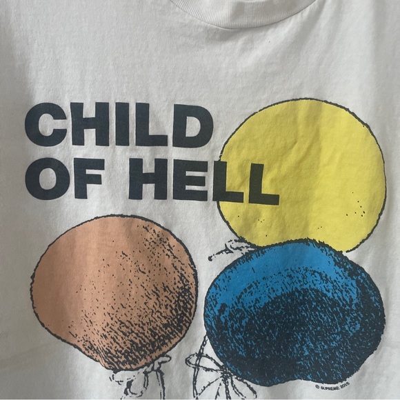 Supreme Child of Hell White Tee T Shirt Size M Medium Crew Neck Tee - Picture 4 of 7